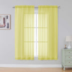 Simplebrand Lemon Sheer Curtains 63 Inch Length 2 Panels, Rod Pocket Solid by Simplebrand
