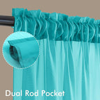 MIULEE Turquoise Sheer Curtains 108 Inches Long, 4 Panels Set, Light Filtering - Image 3