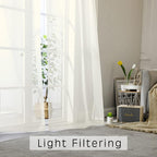 OWENIE Sheer Curtains 63 inch Length, Ivory Sheer Cutains 2 Panels Set - Image 2