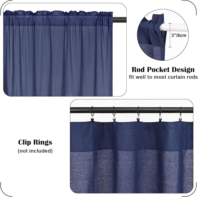 FRAMICS Farmhouse Swag Curtain, Boho Cotton Linen Valance Curtain, Country Rod - Image 7