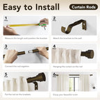 IFELS Heavy Duty Curtain Rods for Windows 48 to 84 Inch, 1 Inch Bronze Curtain - Image 8