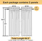 Lecloud Black Sheer Curtains 63 Inch Length 2 Panels, Elegant Voile Drapes - Image 4