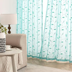 MIULEE Turquoise Sheer Curtains 2 Panels Embroidered Leaf Patterned Rod Pocket - Image 3