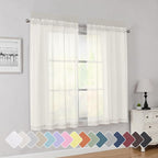 Simplebrand Ivory Short Sheer Curtains 45 Inch Length by Simplebrand