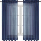 DWCN Navy Blue Sheer Curtains Semi Transparent Voile Rod Pocket Curtains - Image 9