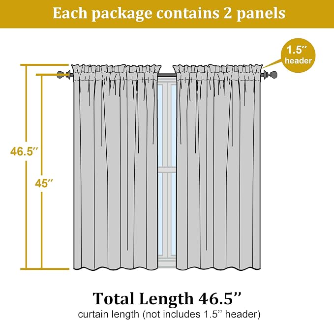 OWENIE Sheer Curtains Ivory, Short Panels Rod Pocket 2 Panels, Cafe Curtains - Image 3