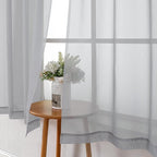 Lecloud Light Grey Sheer Curtains 63 Inch Length 2 Panels, Light Filtering - Image 3