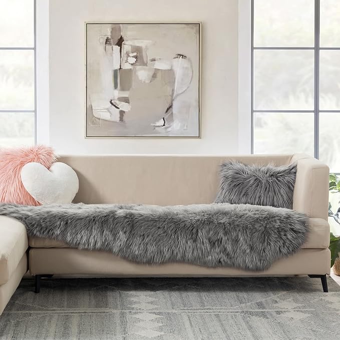 Ashler Faux Fur Rug, Fluffy Shaggy Area Rug, Ultra Soft 2 x 6 Feet Sheepskin Fur - Image 4