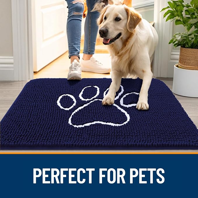 OLANLY Dog Door Mat for Muddy Paws 59x35, Paw Print Design, Absorbs Moisture - Image 6