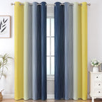 Estelar Textiler Navy Blue and Yellow Gradient Blackout Curtains - Image 2