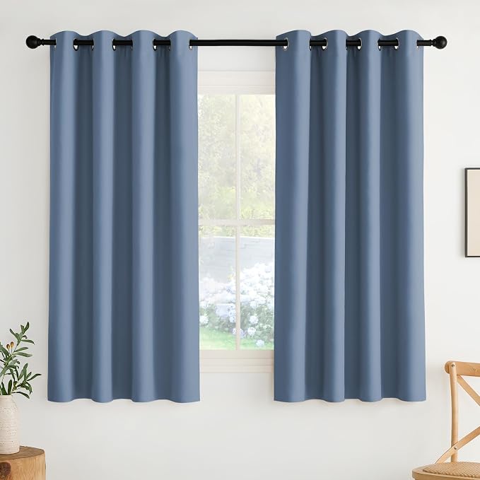 NICETOWN Room Darkening Draperies Curtains Panels, 2 Panels Stone Blue W52 x L63 by NICETOWN