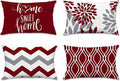 Hexagram Geometric Burgundy Pillow Covers 12x20 Set of 4, Decorative Outdoor by Hexagram