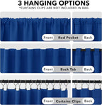 Deconovo Solid Rod Pocket Curtains Room Darkening Curtains Blackout Thermal - Image 2