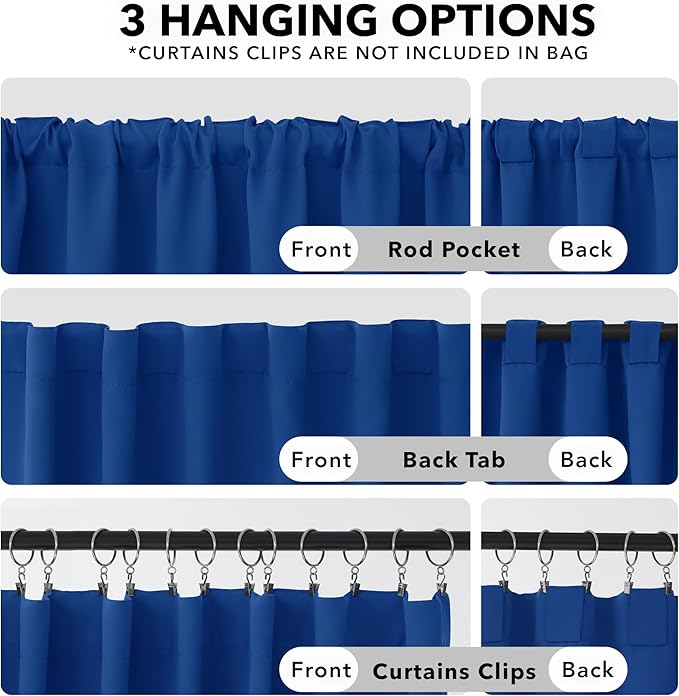 Deconovo Blackout Curtains, Thermal Insulated, W52 x L84 2 Panels, Back Tab - Image 2