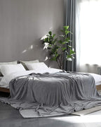 KMUSET Fleece Blanket Grey Queen Size Lightweight Cozy Plush Microfiber Solid - Image 3