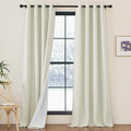 NICETOWN Faux Linen 100% Blackout 90 inch Curtains, W52 x L90, 2 Panels by NICETOWN