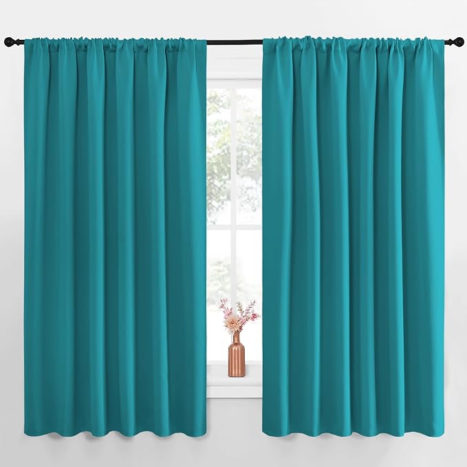 NICETOWN Blackout Curtains for Bedroom, Peacock Blue, 1 Pair, 70 by 63-inch by NICETOWN