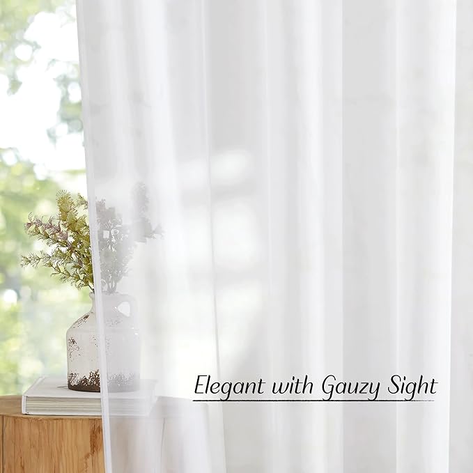 NICETOWN White Sheer Kitchen Window Curtains 24 inches Long, Grommet Short - Image 5
