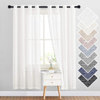 NICETOWN Linen Curtains Semi Sheer Bedroom Window Curtains, Grommet Casual 72" - Image 2