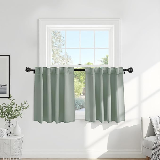 Pony Dance Short Gray Blackout Curtains by PONYDANCE