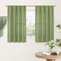 LAMIT Green Linen Curtains for Small Windows, 45 Inches Long Light Filtering by LAMIT