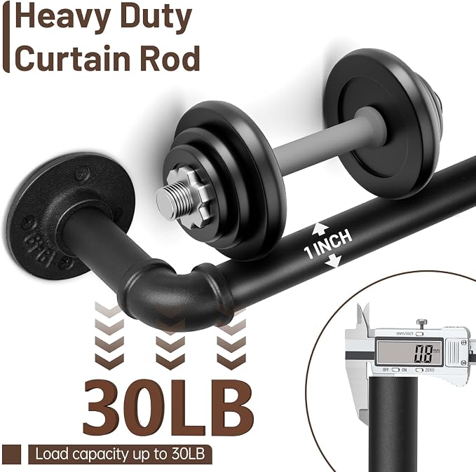 Zeerobee Curtain Rods for Windows 120 to 240, 1 Inch Industrial Wrap Around - Image 3