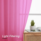 Simplebrand Hot Pink Sheer Curtains 63 Inch Length 2 Panels, Rod Pocket Solid - Image 7