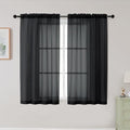 Black Sheer Curtains for Bedroom Living Room 45 Inch Length 2 Panels, Soft Airy by WelvetBLK