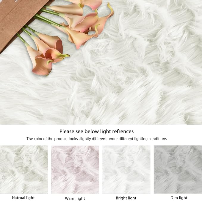 ORINOVA White Faux Sheepskin Shaggy Fur Rug - Image 9