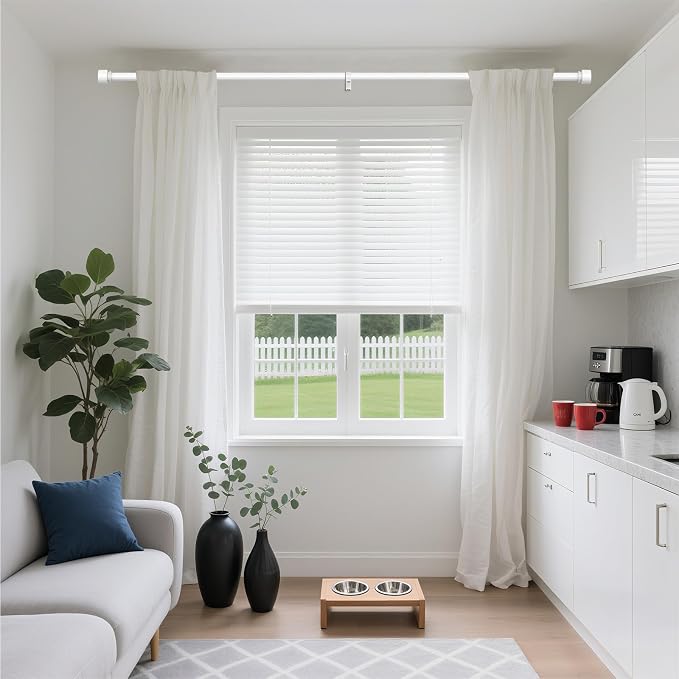Modern White Curtain Rods for Windows 30 to 56 Inch, Decorative Drapery Rods - Image 2