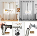 KAMANINA 1 Inch Extra Long Curtain Rod 140 to 195 Inches Silver Heavy Duty - Image 6