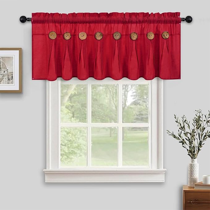FRAMICS Farmhouse Valance Curtains, Boho Cotton Linen Kitchen Valance, Country - Image 6