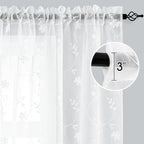 HOMEIDEAS White Sheer Curtains 84 Inches Long 2 Panels White Embroidered Floral - Image 8