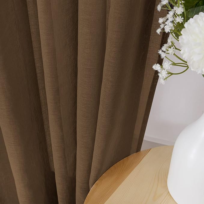 Tollpiz Short Sheer Curtain Linen Textured Bedroom Curtains Sheer Light - Image 3