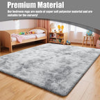 Shag Area Rug for Bedroom 5x8, Tie-Dyed Grey Fluffy Area Rugs for Living Room - Image 7