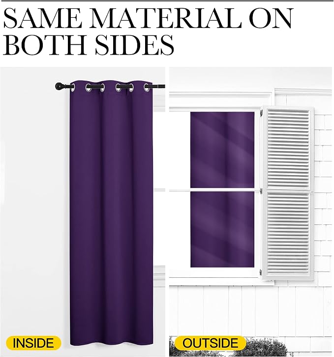 NICETOWN Purple Blackout Curtains 96 inches Long, Niose Reducing and Thermal - Image 6