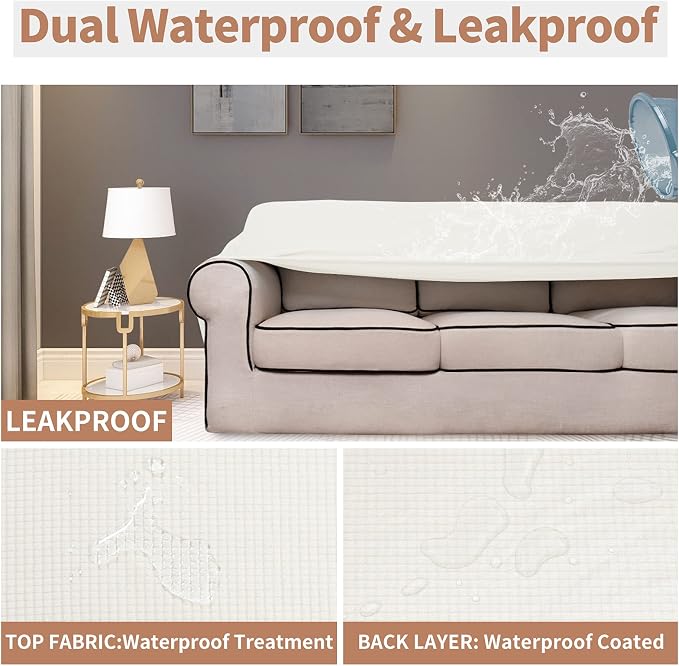 Easy-Going 100% Waterproof Oversized Loveseat Couch Cover, Dual Waterproof Sofa - Image 3