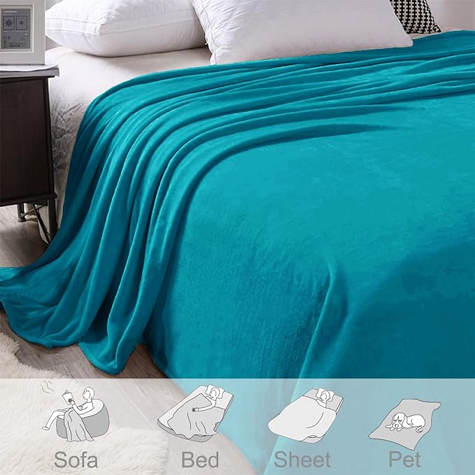 Exclusivo Mezcla Fleece Teal Throw Blanket - Image 4