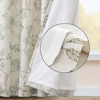 jinchan Floral Curtains Lined Linen Blend Curtain - Image 3