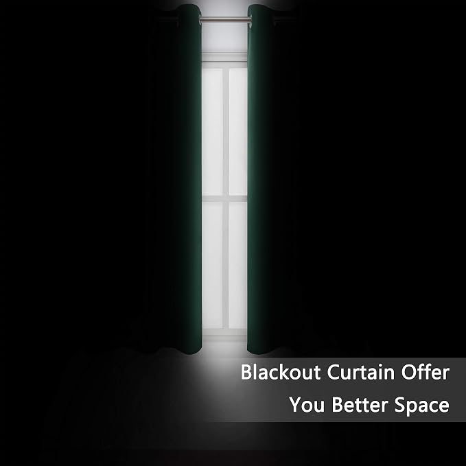 LEMOMO Green Blackout Curtains 34 x 54 Inch Length/Set of 2 Curtain - Image 3