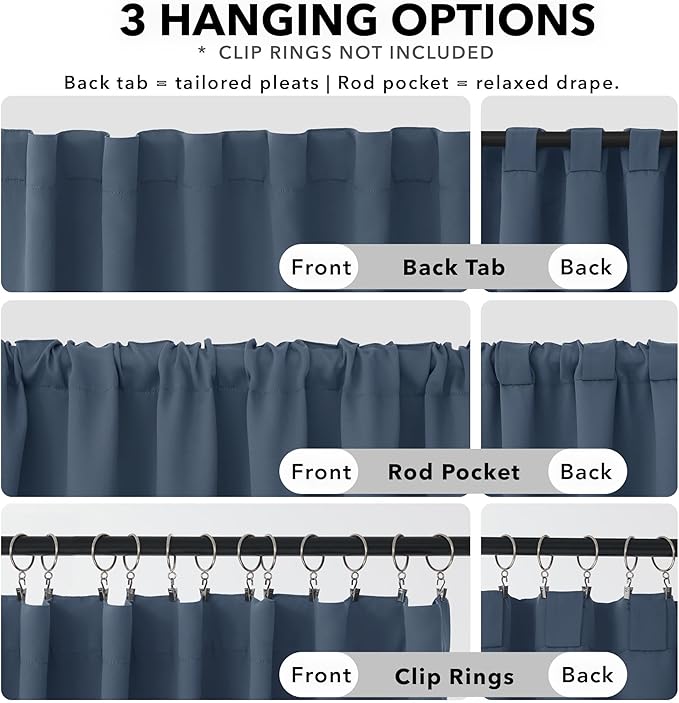 Deconovo Blackout Curtains, Thermal Insulated, W52 x L95 2 Panels, Back Tab - Image 2