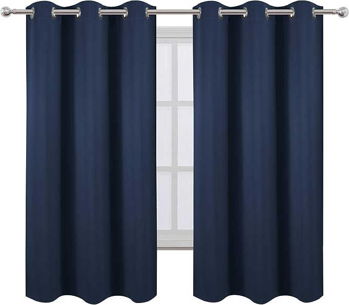 LEMOMO Navy Blue Blackout Curtains 34 x 63 Inch Length/Set of 2 Curtain - Image 2