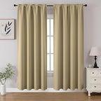 CUCRAF Beige Blackout Curtains 72 inch Length 2 Panels Set, Rod Pocket Room by CUCRAF