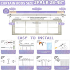 TVWOO Silver Wrap Around Curtain Rods 2Pack:Small Blackout Adjustable Window - Image 7