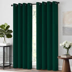 Yakamok 63 Inch Long Dark Green Blackout Curtains Room Darkening Thermal - Image 2