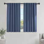 PONY DANCE Blue Room Darkening Curtains 45 inch Length, Window Treatment Panels by PONYDANCE