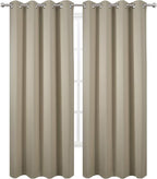 LEMOMO Blackout Curtains 52 x 84 Inch Long Beige Curtains Set of 2 Panels Room - Image 2