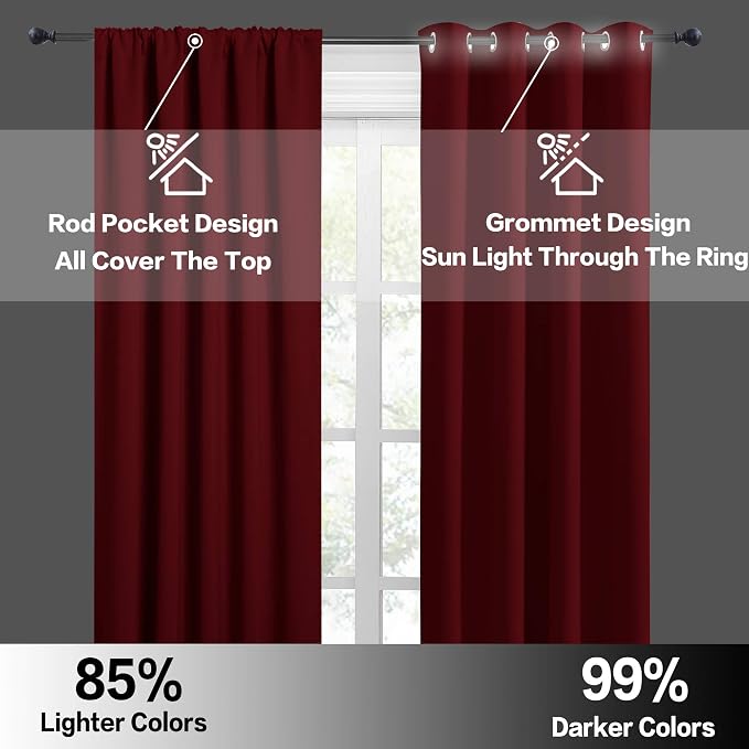 RYB HOME Blackout Bathroom Window Curtains, Short Thermal Insulated Heat - Image 5