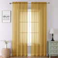 Lecloud Gold Sheer Curtains 90 Inches Long 2 Panels, Breathable Solid Voile by Lecloud