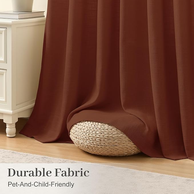 Pinch Pleated Linen Curtains 84 Inch Length 2 Panels Set, Light Filtering Linen - Image 5